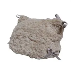 ラスト♡handmade♡少し浅め♡ふわふわ猫耳ニット帽ベージュ１点(リボン付き