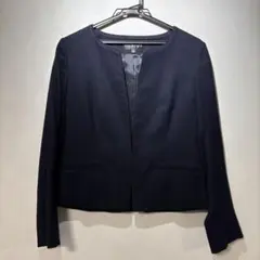 INDIVI ノーカラージャケット　ネイビーのサムネイル