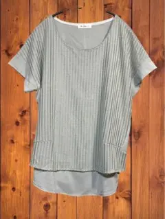 the jean半袖 チュニック 淡いグリーン系　L SIZE 美品