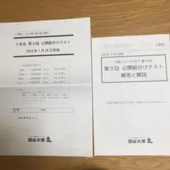 四谷大塚　組分けテスト　予習シリーズ　5年生　9回　　2024年