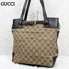 【美品】GUCCI グッチ GGキャンバス ベルト トートバッグ