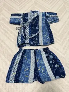 コットン甚平 青系ストライプ 80cm