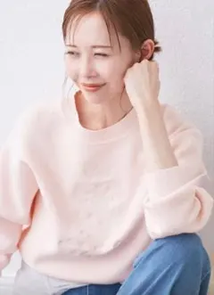 【送料込み】ROPE'PICNICスウェットライク刺繍ニットプルオーバー