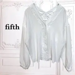 『フィフス』シャツ ブラウス 【F】ホワイト 白 レース Vネック 長袖 抜き襟のサムネイル