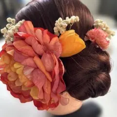 大きめのお花で個性を演出♪成人式や卒業式で使える和装用髪飾り8点セット