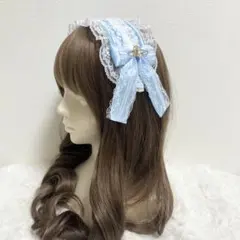 ✦·.⋆ ヘッドドレス 水色 リボン レース⋆.·✦