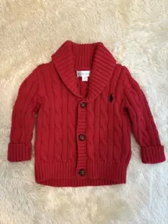 ☆極美品☆Ralph Lauren ☆ケーブルニットカーディガン ☆レッド☆6M