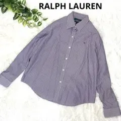 RALPH LAUREN ラルフローレン ストライプ 長袖シャツ ロゴ刺繍 綿のサムネイル