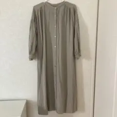 GU リネンブレンドバンドカラーワンピース Mサイズ カーキ