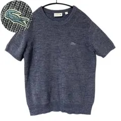 美品 ラコステ サマーニット 半袖セーター コットン M ネイビー シンプル