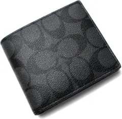 COACH 二つ折り財布 シグネチャー ブラック シンプル