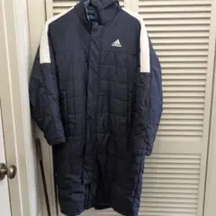 adidas ベンチコート ネイビー/ホワイト J150