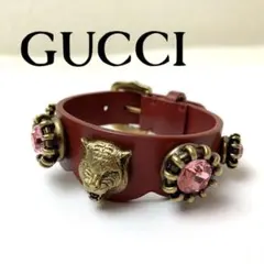 2025年最新】GUCCI グッチ キャットヘッドレザーブレスレットの