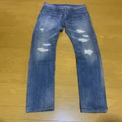 TK.タケオキクチ ダメージストレートデニムパンツ赤耳セルビッチ 4サイズXLのサムネイル