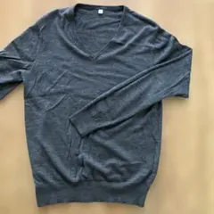 Vネック ニット セーター グレー系 L