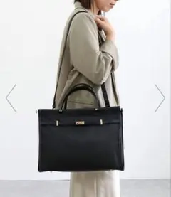 済み美品】MILOS ダブルビットバッグ レザー トートバッグ 2way 黒 