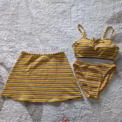 イエロー ストライプ セパレート水着 Lサイズ