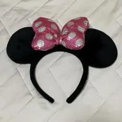 ディズニミニーマウス カチューシャ ピンク ドット スパンコール
