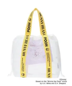 Samansa Mos2 blue くまのプーさん/メッシュトート （イエロー）