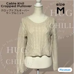 【良品】ケーブルニット プルオーバー クロップド丈 アイボリー