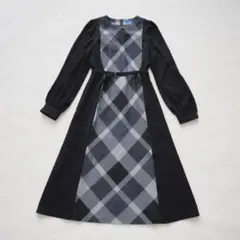 美品 BLUE LABEL スムージーサテンパーシャルチェックドレス M