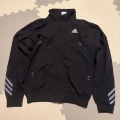 レディースadidas 黒 ジップアップ ウィンドブレーカー