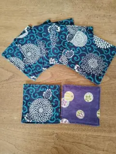 和柄布製コースター 大５枚小2枚セット 花柄・