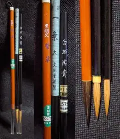 広島県伝統工芸品熊野筆 黄金色軸3号兼毛 天然竹軸3号兼毛 小筆兼毛馬