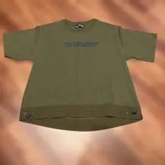 CUBE SUGAR 半袖Tシャツ カーキ ロゴ刺繍