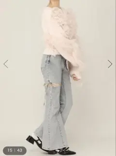 スリットタイトデニムパンツ ヘザー 新品 Heather サイドリボン