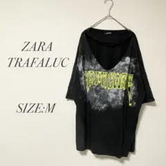 ZARA Tシャツ M ブラック ヴィンテージ ダメージ加工 オーバーサイズ