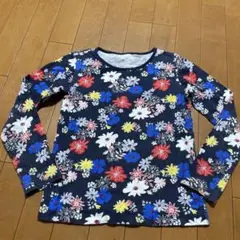花柄 長袖 Tシャツ ネイビー
