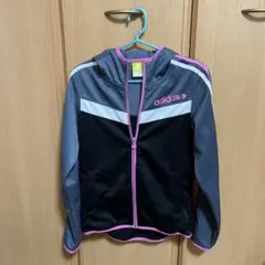 adidas NEO LABEL フード付きジャケット S 黒/グレー/ピンク