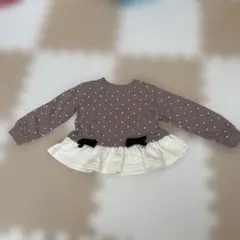 ドット柄 ペプラム トレーナー 90cm