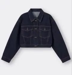 デニムクロップドジャケット GU ネイビー