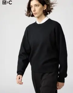 UNIQLO C スムースコットンクルーネックセーター XL 09 ブラック