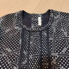 ピンクハウス　リボンロゴ模様フレンチスリーブワンピース　黒　エレガント