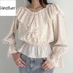 【Heatherヘザー】小花柄ブラウス2WAYボリュームフリルブラウス