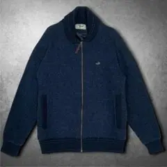 Crocodileショート丈ニットブルゾン ネイビー トラッド スイングトップ