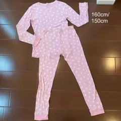 タイムセール綿100%ハート柄パジャマ 160cm/150cm やや燻みピンク