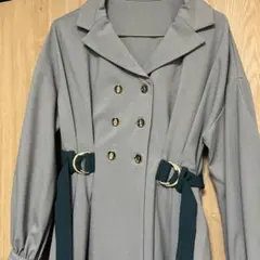 グレー ダブルブレスト シャツワンピース