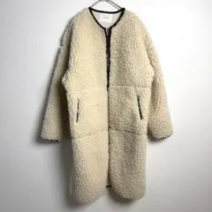 1115 HYEON Teddy Fleece Long Coat Ecru