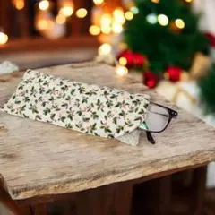 クリスマスホリデー柄メガネケース、ペンケース、ハンドメイド、G 61