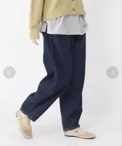 【美品】studio CLIPソフトバレルデニムパンツ インディゴ　PFサイズ