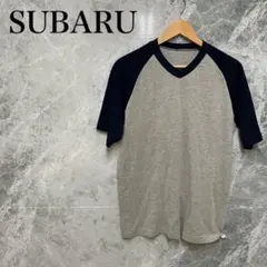 SUBARU メンズ M グレー シンプルロゴ Tシャツ 半袖 ドライ速乾