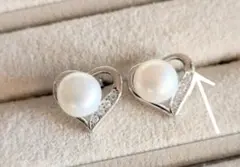 アウトレット 淡水パール ハート スタッドピアス