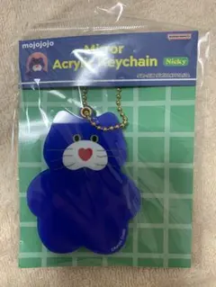 mojojojo ミラーアクリルキーチェーン　Nicky 青ネコ　ニッキー