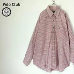 Polo Club　ポロクラブ　シャツ　ギンガムチェック柄　赤　白　黒　長袖　L