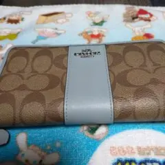COACH シグネチャー 長財布 ライトブルー
