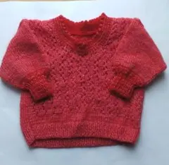 ハンドメイド セーター 赤 90